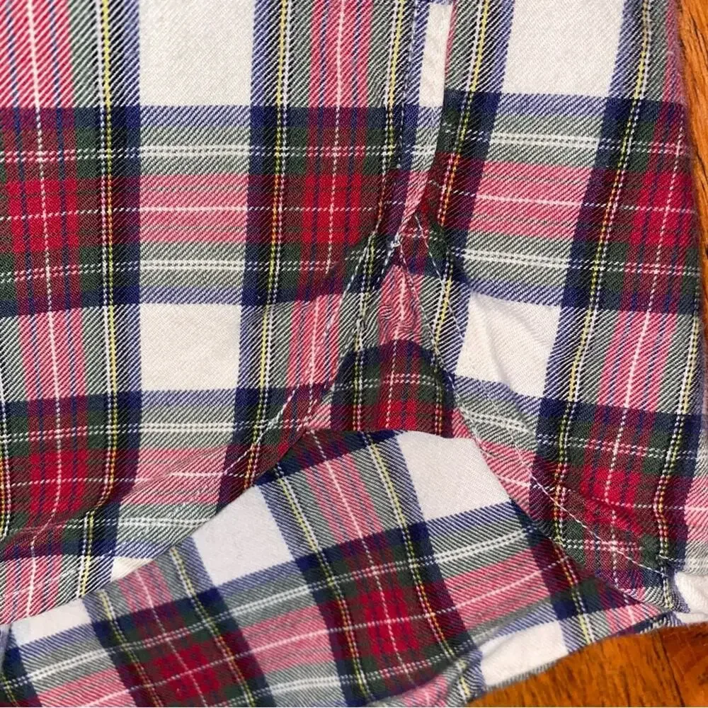 Fred Perry $275 Red & White Plaid Flannel Button Down Shirt sz Small EUC